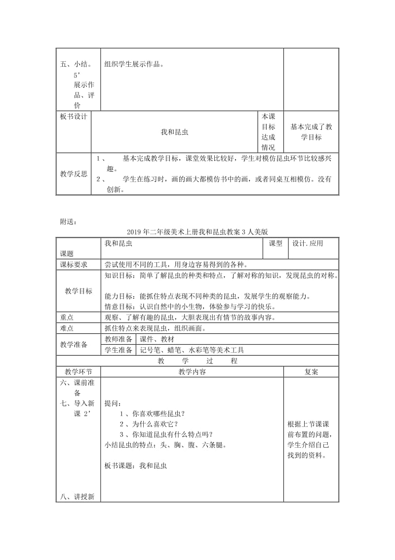 2019年二年级美术上册我和昆虫教案3人美版 .doc_第2页