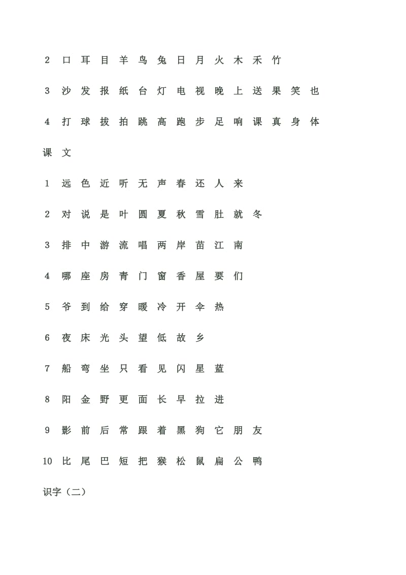 2019年鲁教版五四制小学语文一年级上下册生字表.doc_第2页