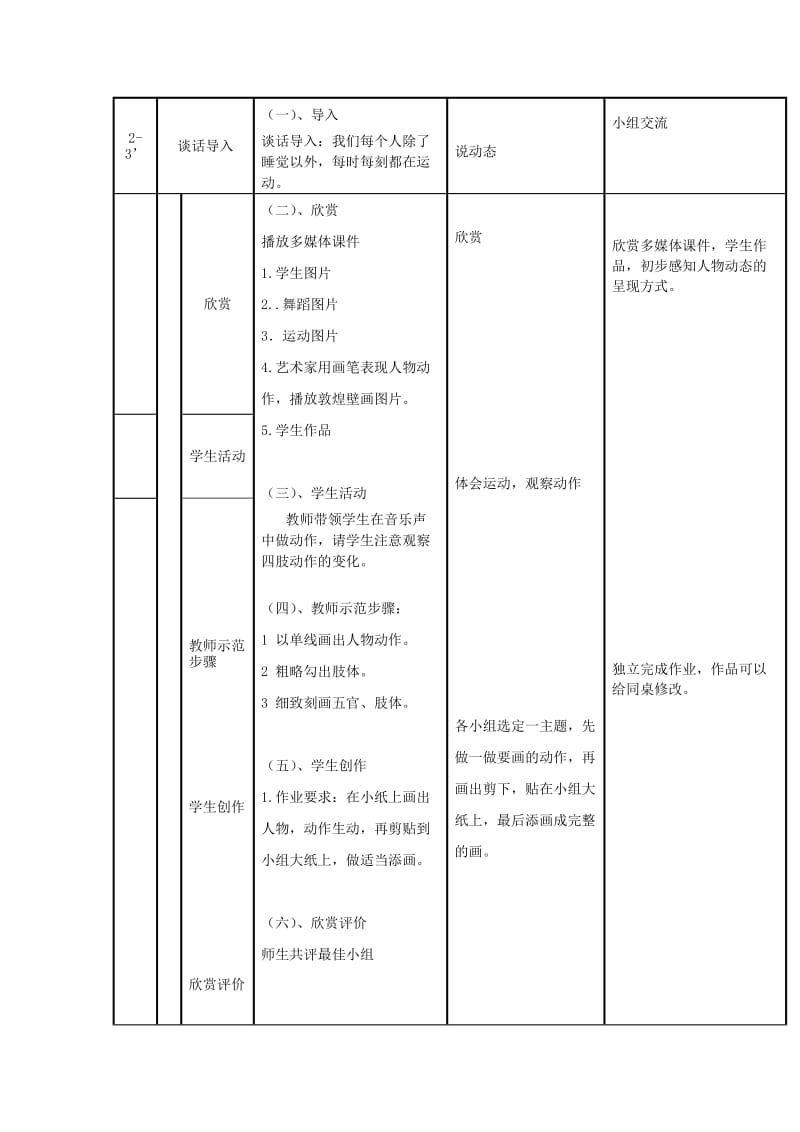 2019年六年级美术上册表现动态表格教案苏少版 .doc_第3页