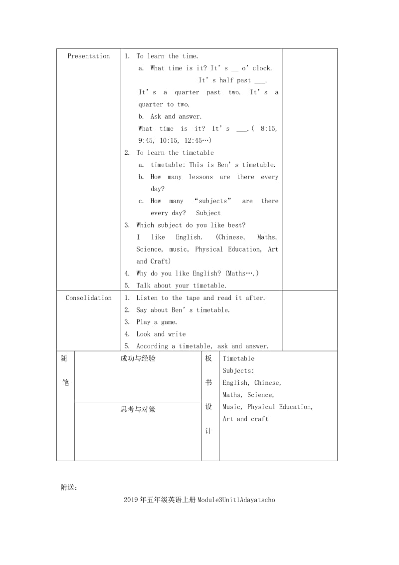 2019年五年级英语上册Module3Unit1Adayatschool教案3沪教牛津版 .doc_第2页