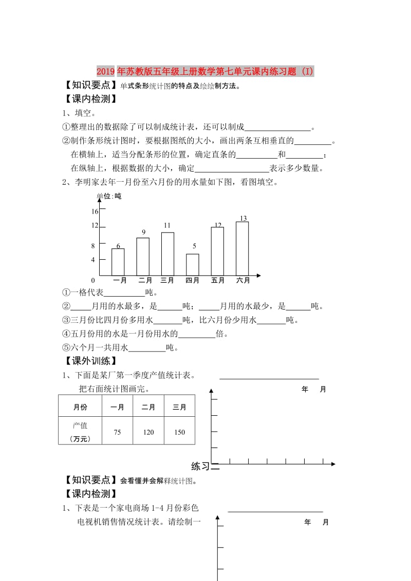 2019年苏教版五年级上册数学第七单元课内练习题 (I).doc_第1页