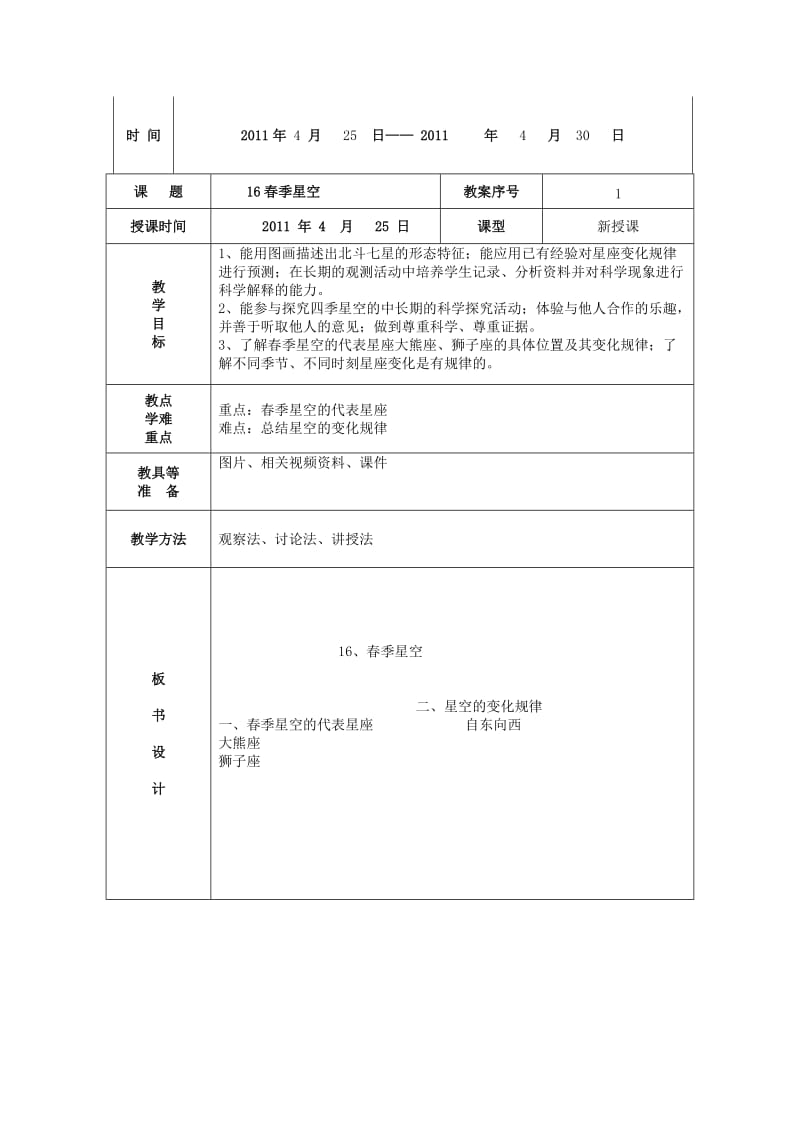 2019年四年级科学下册《春季星空》教案3 青岛版.doc_第2页