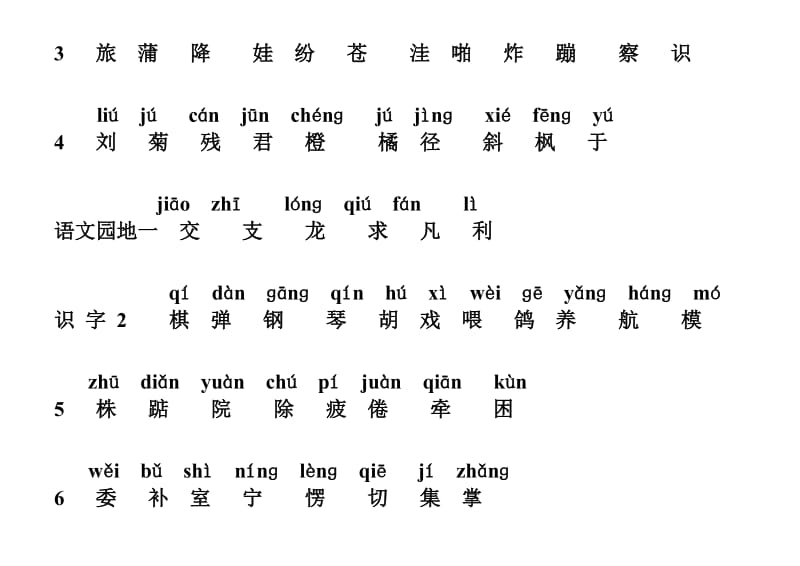 2019年人教版二年级语文上册(生字表)带拼音.doc_第2页