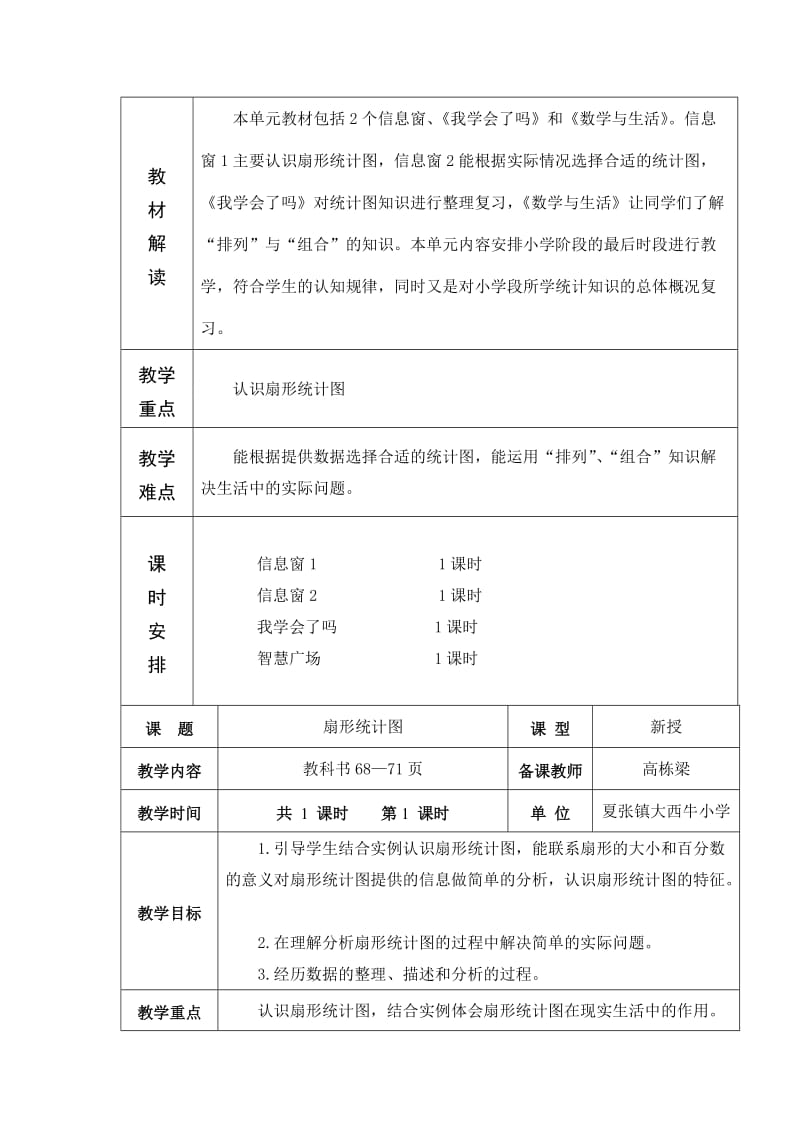 2019春青岛版数学六下第二单元《奥运奖牌—扇形统计图》word单元备课.doc_第2页