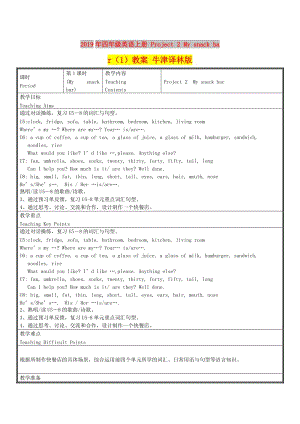 2019年四年級(jí)英語(yǔ)上冊(cè) Project 2 My snack bar（1）教案 牛津譯林版.doc