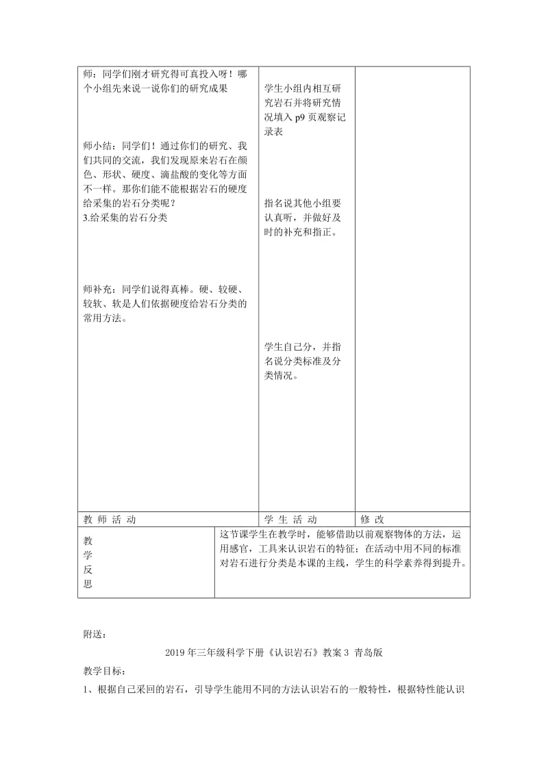 2019年三年级科学下册《认识岩石》教案2 青岛版.doc_第3页