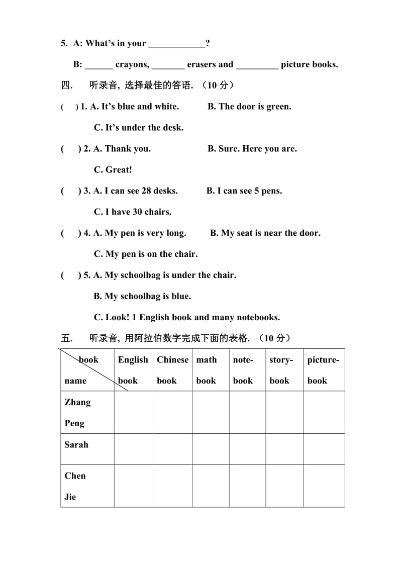 2019年四年级英语上册Unit2单元测试题.doc_第2页