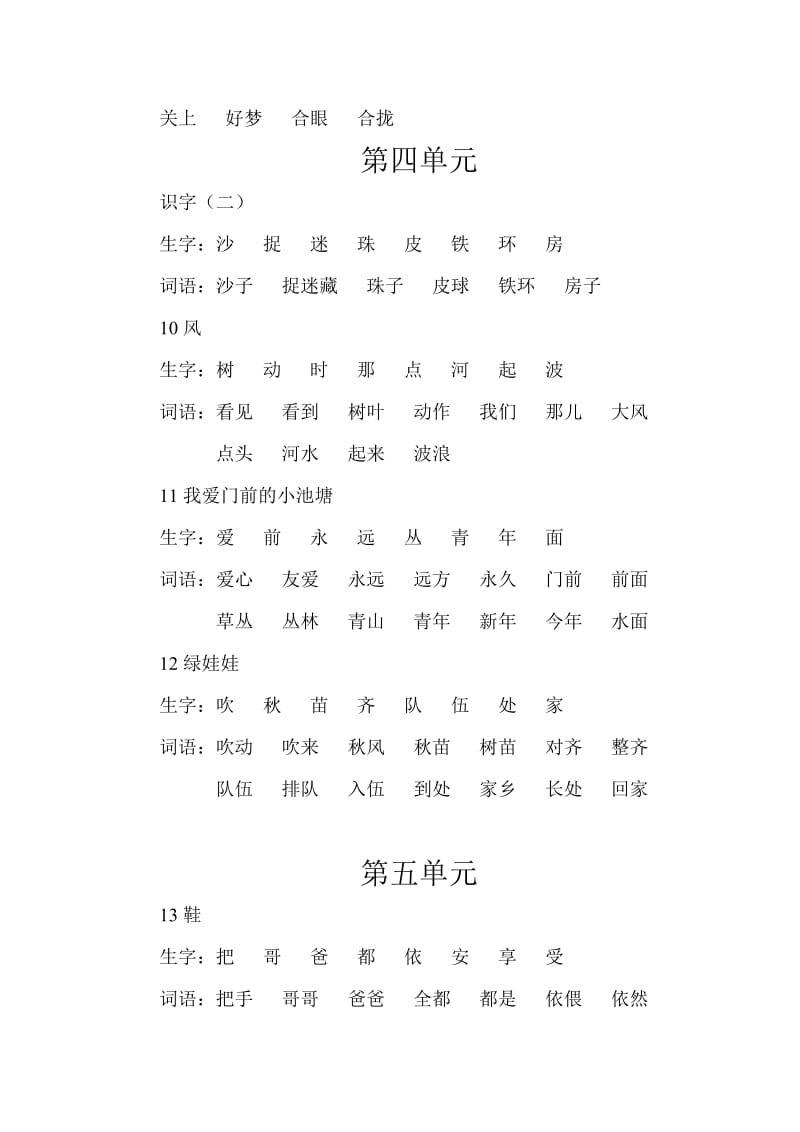 2019年鄂教版语文小学一年级下册(下)听写1-8单元.doc_第3页