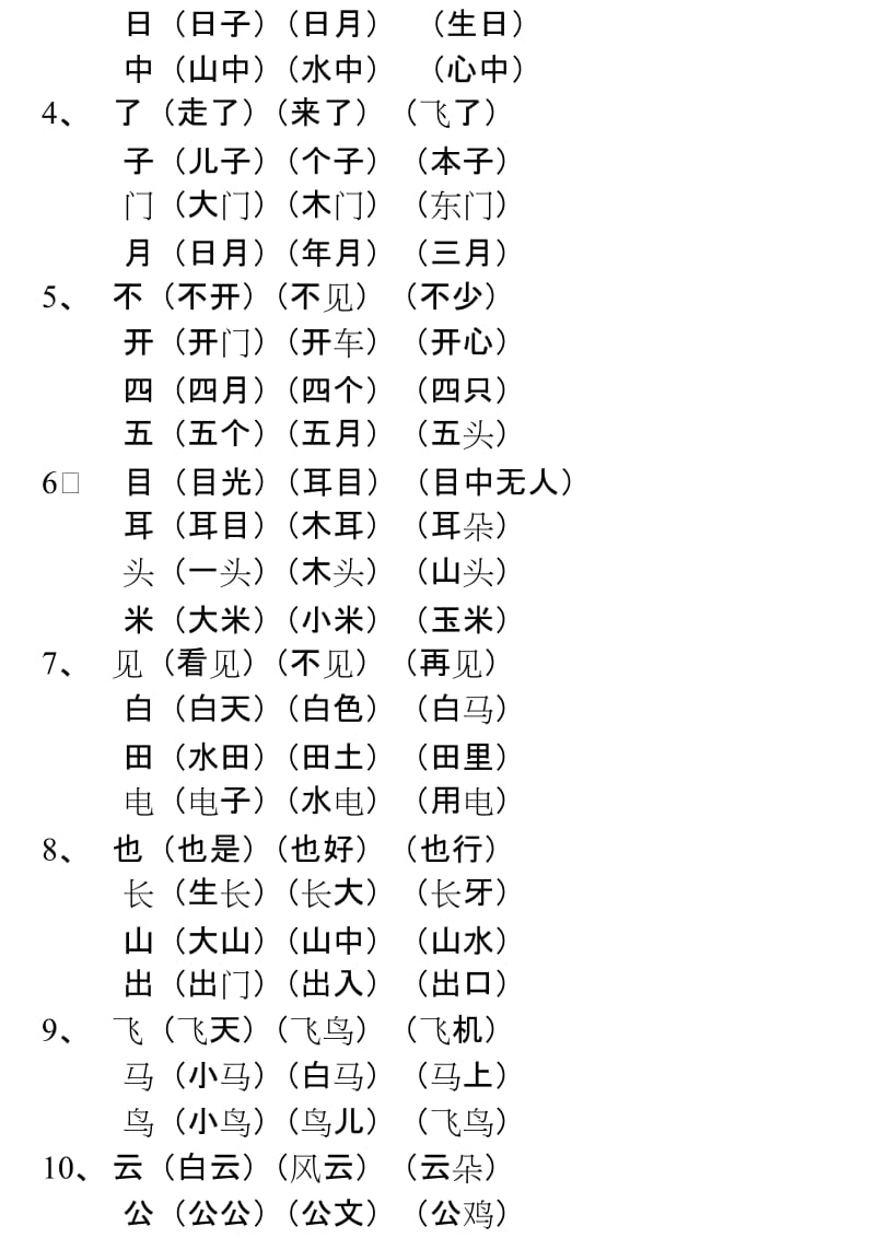 2019年人教一年级上册我会写的字组词.doc_第2页