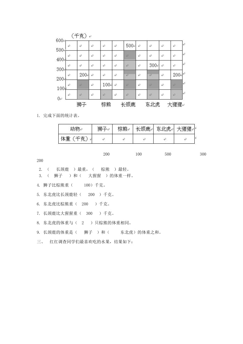 2019年二年级数学下册 8 统计习题 新人教版 (I).doc_第2页