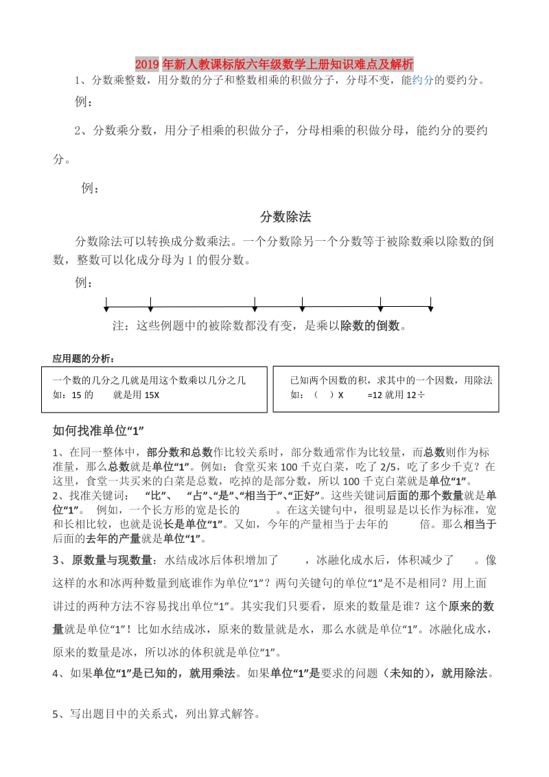 2019年新人教课标版六年级数学上册知识难点及解析.doc_第1页