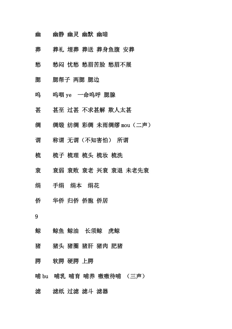 2019年人教版五年级上册生字表组词.doc_第3页