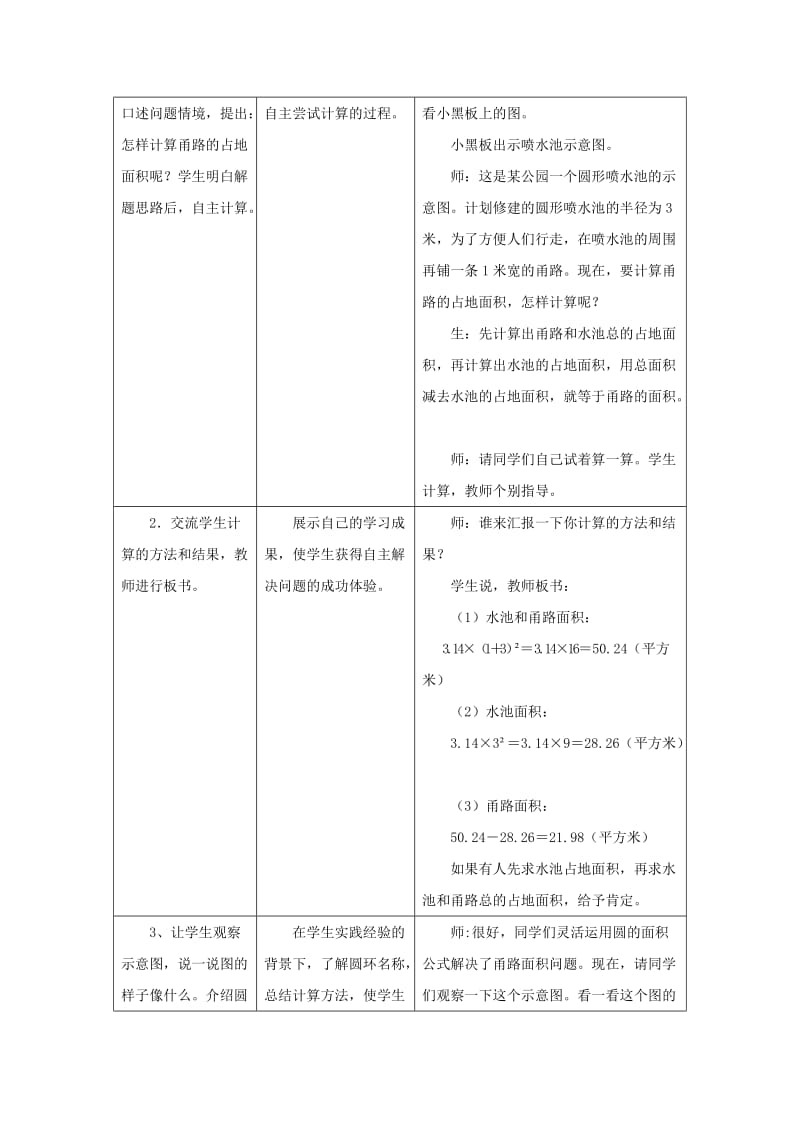 2019年六年级数学上册 第4单元 圆的周长和面积（圆环的面积）教案 冀教版.doc_第2页