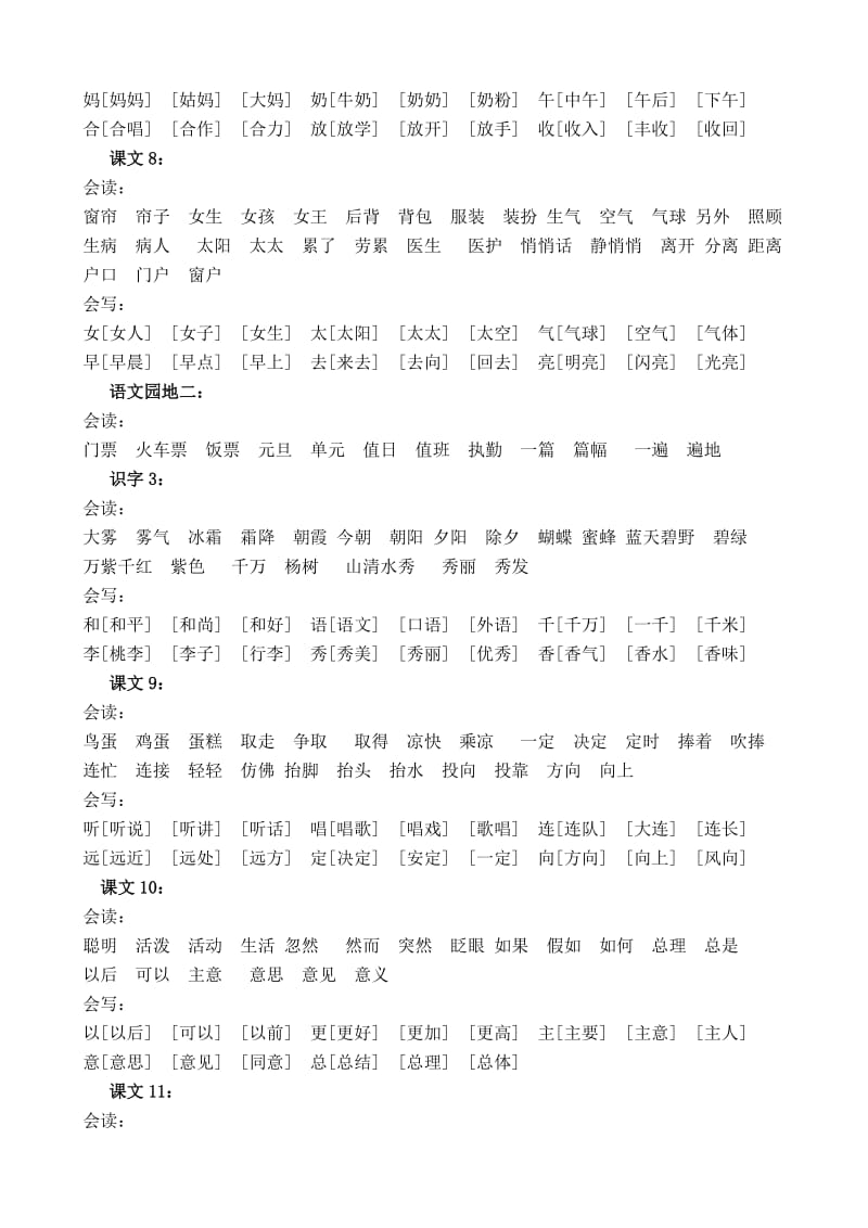 2019年人教版一年级下册全部生字组词(I).doc_第3页