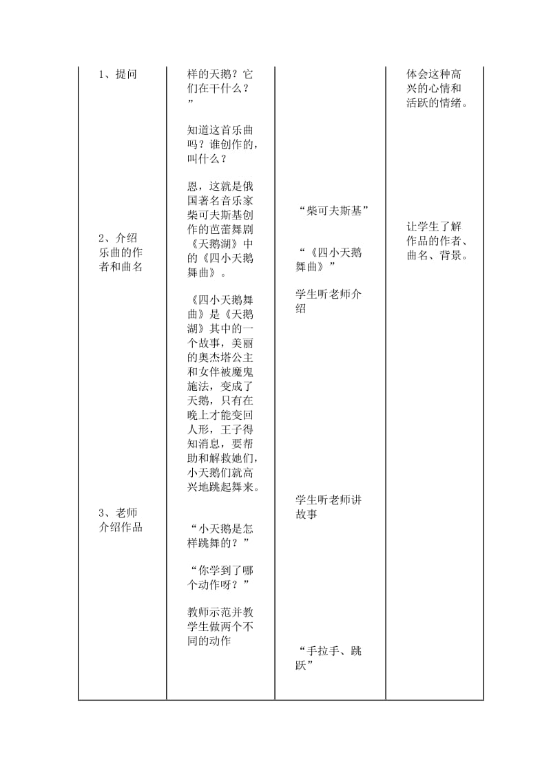 2019秋花城版音乐三上第11课《四小天鹅舞曲》word教案.doc_第2页