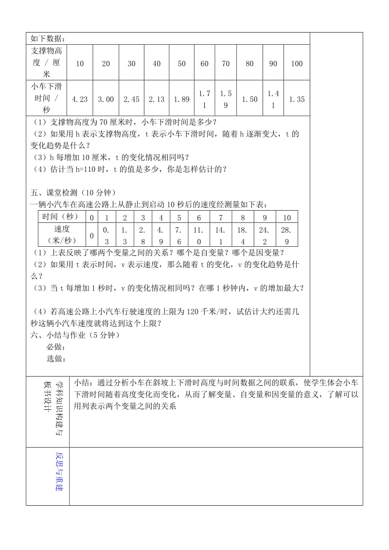 2019年六年级数学下册 9.1 用表格表示变量之间的关系教学设计 鲁教版五四制.doc_第2页