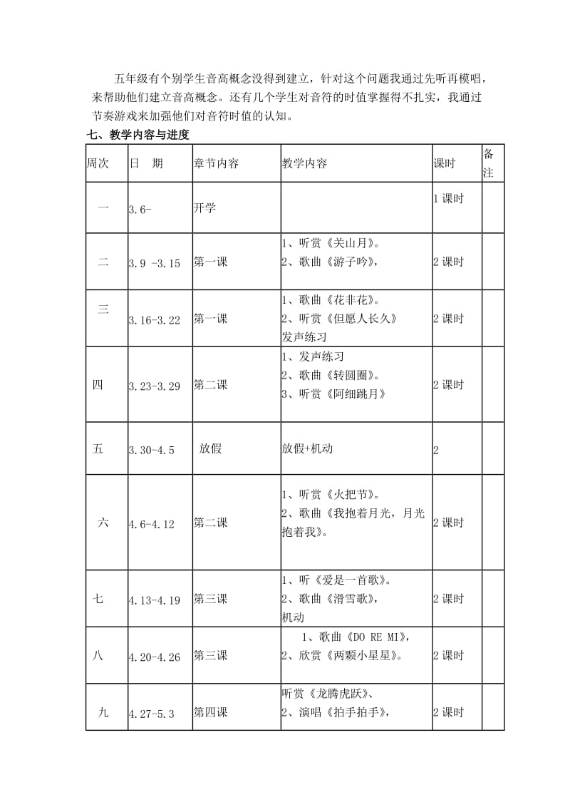 2019春人音版音乐六年级下册教学计划.doc_第3页