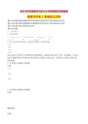 2019年六年級數(shù)學(xué)下冊 6.4 零指數(shù)冪與負(fù)整數(shù)指數(shù)冪導(dǎo)學(xué)案2 魯教版五四制.doc