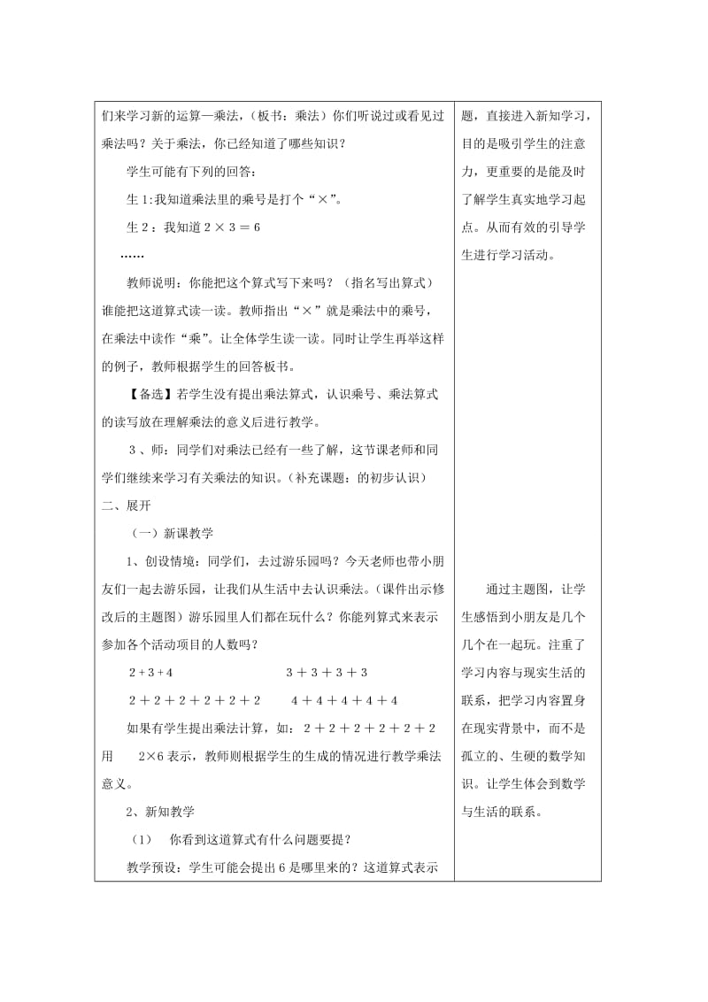 2019年二年级数学乘法的初步认识教案.doc_第2页