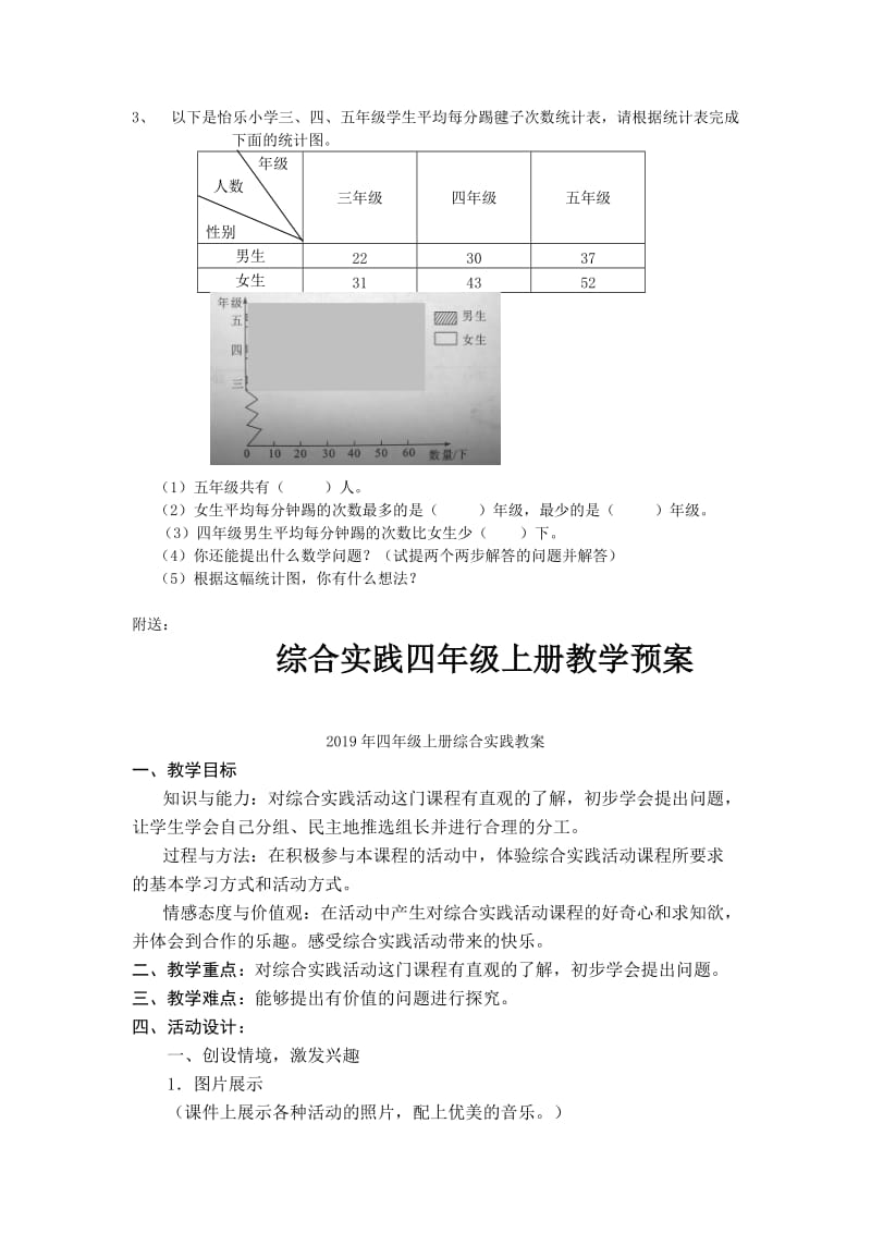 2019年四年级上册统计复习计划及复习题.doc_第3页