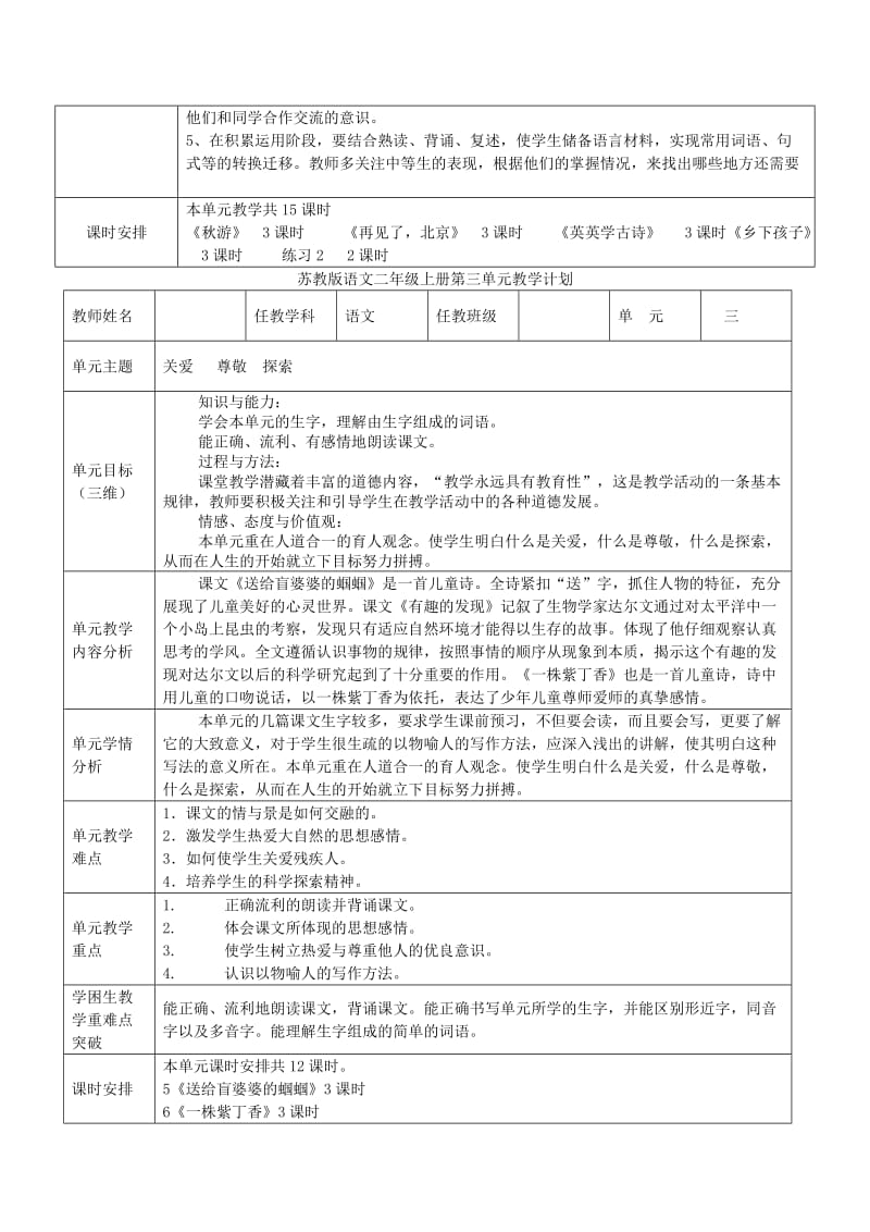 2019年二年级语文上册 第1-8单元教学计划 苏教版.doc_第3页