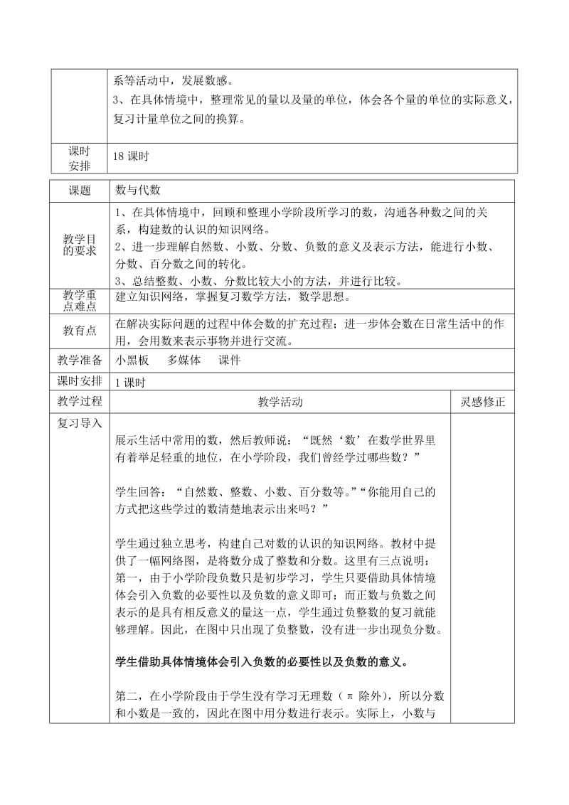 2019年六年级下册第三单元教案表格式-北师大版小学六年级.doc_第2页