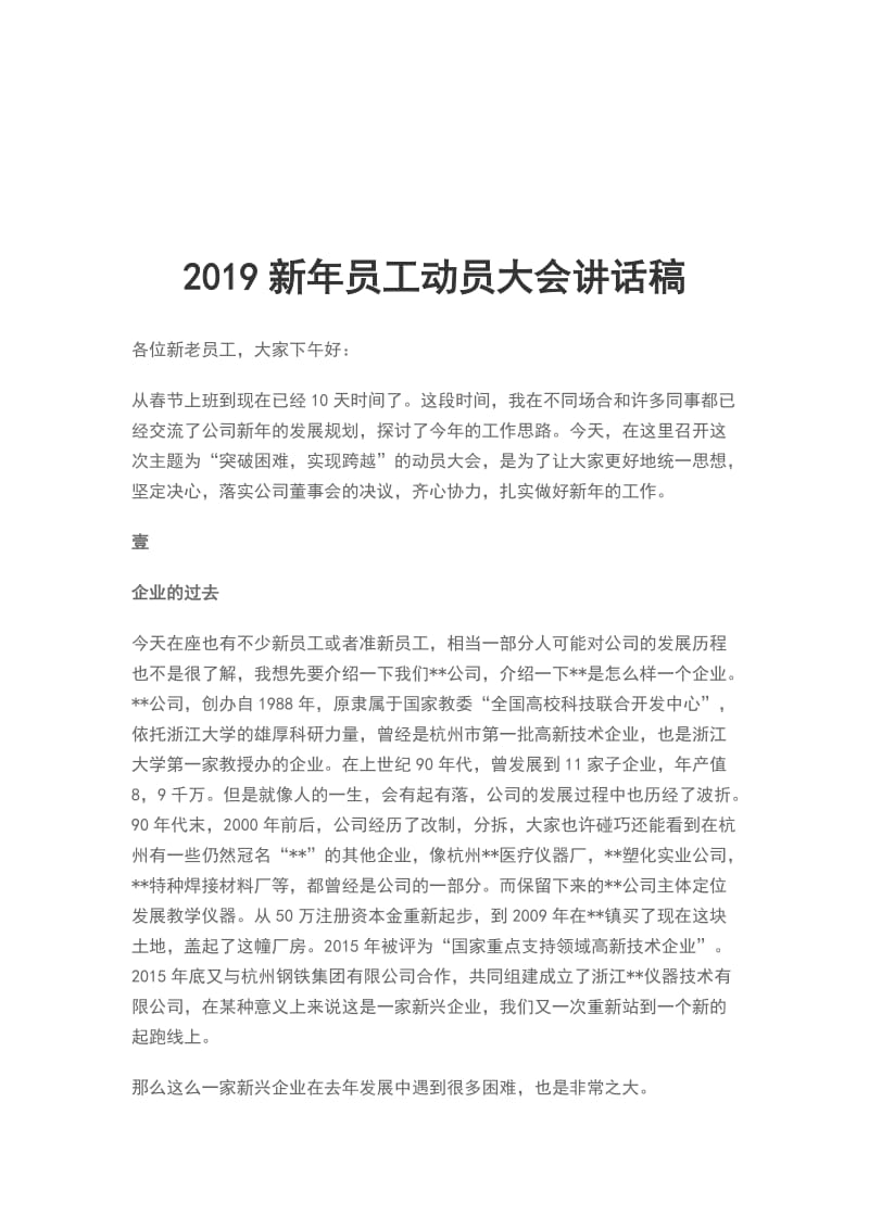 2019新年员工动员大会讲话稿_第1页