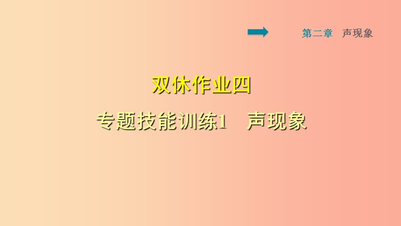 2019年八年级物理上册 双休作业四 专题技能训练1 声现象课件 新人教版.ppt_第1页