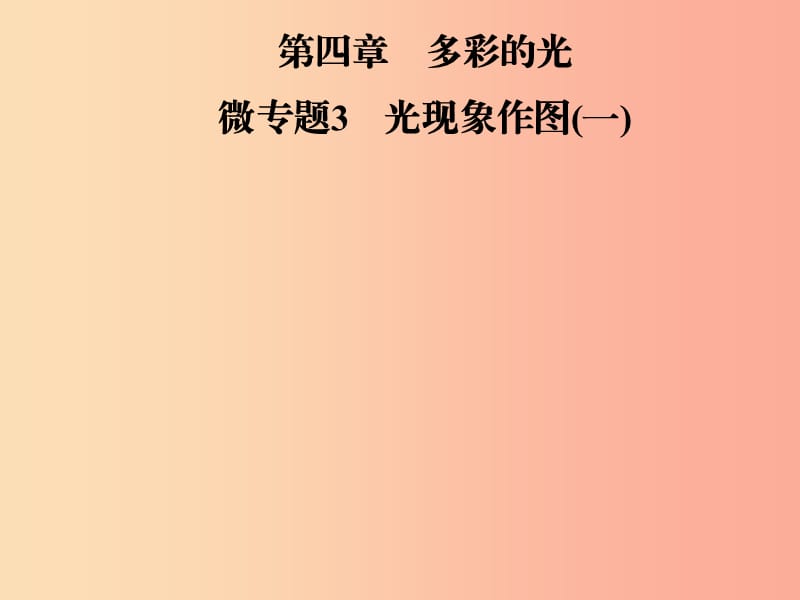 2019年八年級物理全冊 第四章 多彩的光 微專題3 光現(xiàn)象作圖（一）課件（新版）滬科版.ppt_第1頁