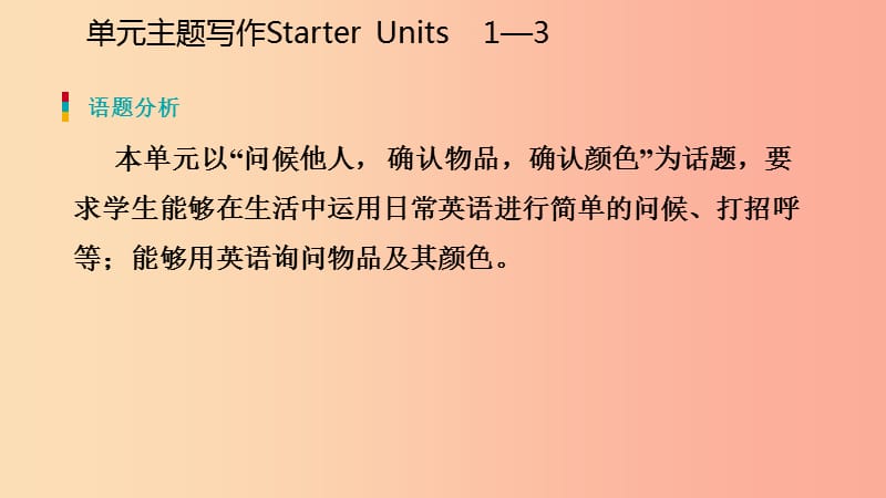 2019年秋七年级英语上册 Starter Units 1-3单元主题写作课件 新人教版.ppt_第2页