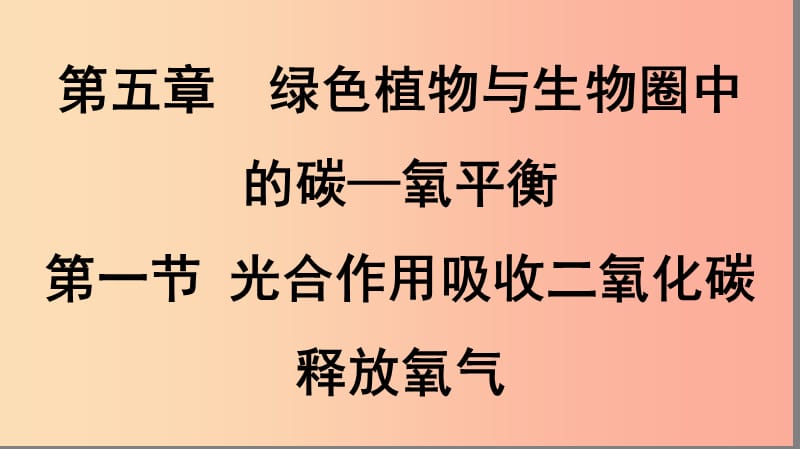 2019年七年级生物上册 3.5.1《光合作用吸收二氧化碳释放氧气》课件1 新人教版.ppt_第1页