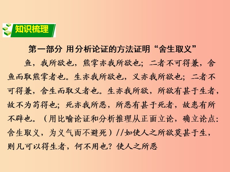 2019中考语文锁分二轮复习文言文阅读鱼我所欲也课件北师大版.ppt_第2页