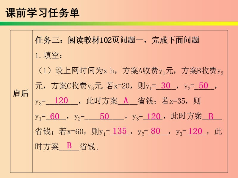 2019年春八年级数学下册 第十九章 一次函数 第44课时 课题学习 选择方案（课时小测本）课件 新人教版.ppt_第3页