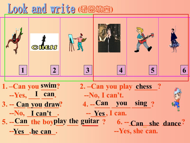 2019年春七年级英语下册 Unit 1 Can you play the guitar Period 4（2b-self check）课件 新人教版.ppt_第2页