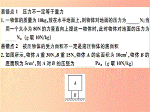 2019八年級(jí)物理下冊(cè) 第九章 壓強(qiáng)易錯(cuò)點(diǎn)突破習(xí)題課件 新人教版.ppt