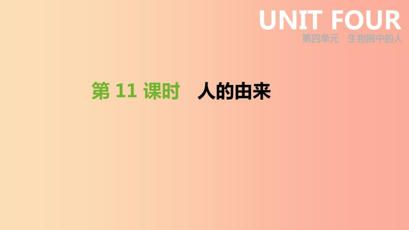 2019年中考生物 专题复习四 生物圈中的人 第11课时 人的由来课件 新人教版.ppt_第1页