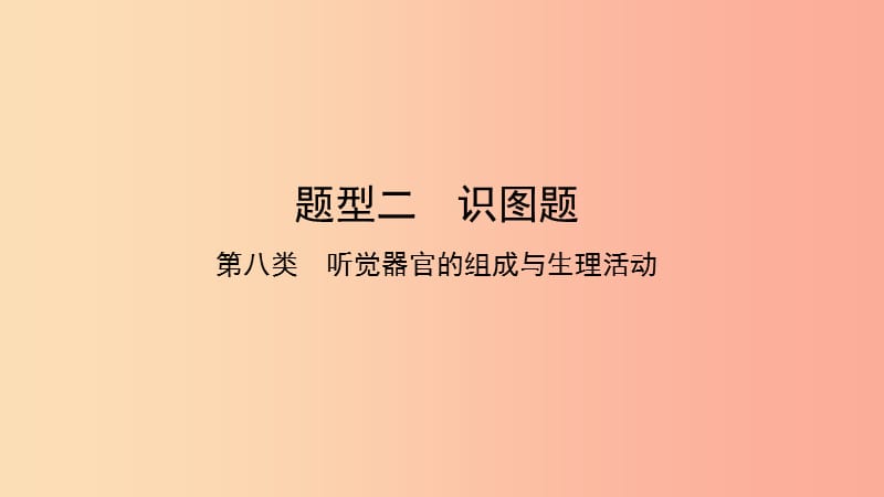 2019中考生物总复习 第二部分 重点题型探究 题型二 识图题 第八类 听觉课件.ppt_第1页