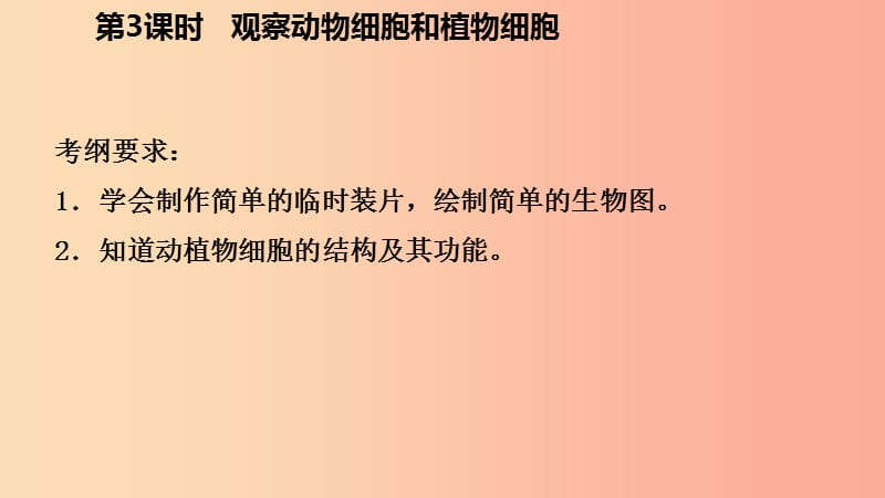 2019年秋七年级科学上册 第2章 观察生物 2.2 细胞 2.2.3 观察动物细胞和植物细胞导学课件（新版）浙教版.ppt_第3页