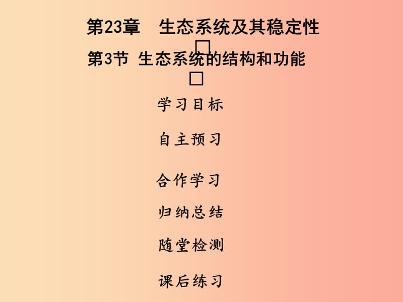 2019年八年级生物下册 第八单元 第23章 第3节 生态系统的结构和功能课件（新版）北师大版.ppt_第1页