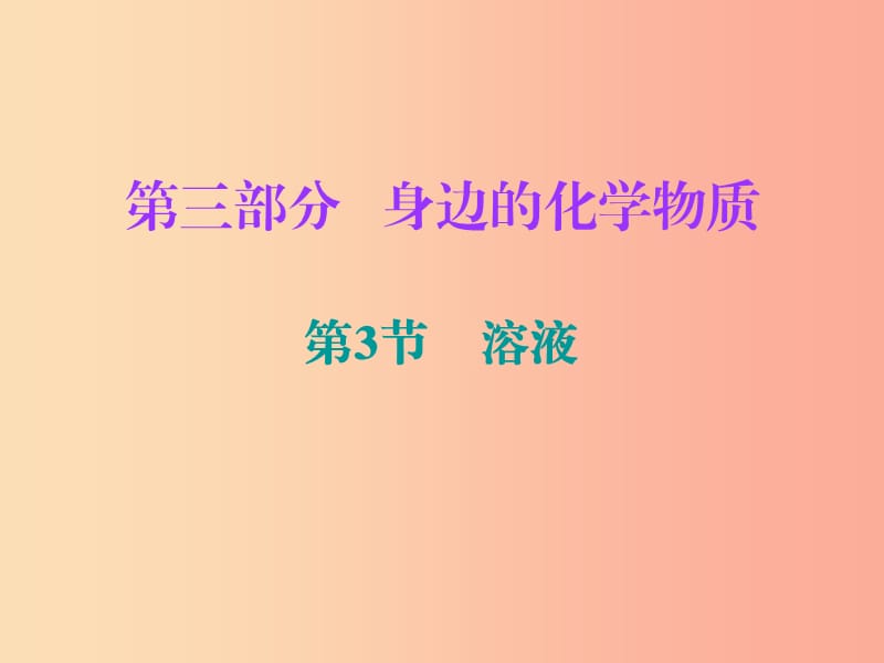 2019中考化学必备复习 第三部分 身边的化学物质 第3节 溶液（课后提升练）课件.ppt_第1页