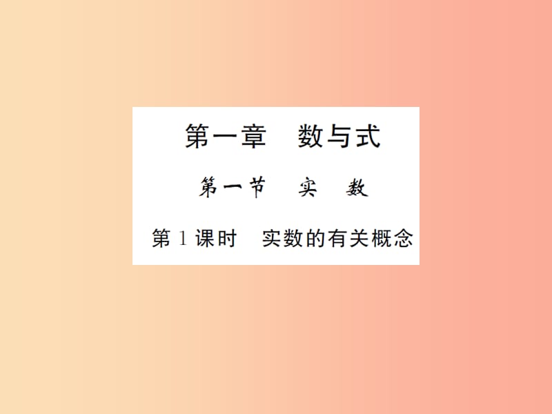 2019届中考数学总复习 第一章 数与式 第一节 实数 第1课时 实数的有关概念课件.ppt_第1页