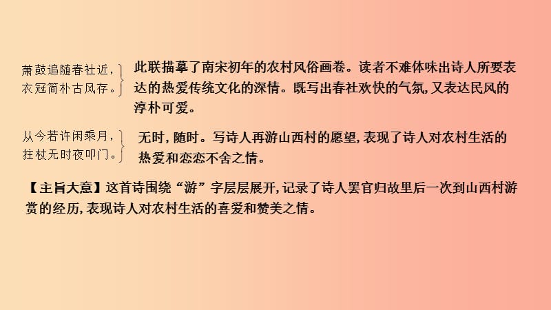 2019年中考语文总复习 第一部分 教材基础自测 七下 古诗文 古代诗歌五首 游山西村课件 新人教版.ppt_第3页