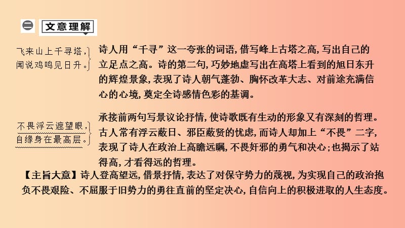 2019年中考语文总复习 第一部分 教材基础自测 七下 古诗文 古代诗歌五首 登飞来峰课件 新人教版.ppt_第2页