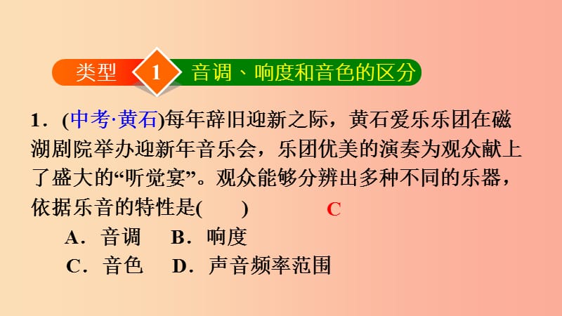 2019年八年级物理上册 第2章 声现象 双休作业三 专题技能训练2 音调、响度和音色课件 新人教版.ppt_第2页