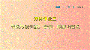 2019年八年級物理上冊 第2章 聲現(xiàn)象 雙休作業(yè)三 專題技能訓(xùn)練2 音調(diào)、響度和音色課件 新人教版.ppt