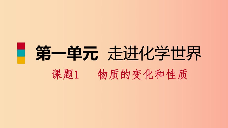 2019年秋九年級化學上冊 第一單元 走進化學世界 課題1 物質(zhì)的變化和性質(zhì)練習課件 新人教版.ppt_第1頁