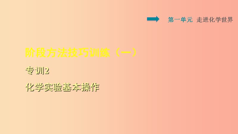 2019年秋九年級化學上冊 第一單元 走進化學世界 專項訓練2 化學實驗基本操作課件 新人教版.ppt_第1頁