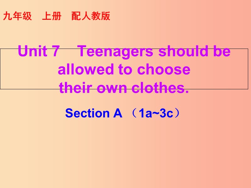 九年级英语全册Unit7TeenagersshouldbeallowedtochoosetheirownclothesSectionA（1a-3c）课后作业.ppt_第1页