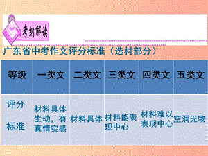 廣東省2019屆中考語(yǔ)文滿分作文復(fù)習(xí) 第二部分 第二單元（選材）課件.ppt