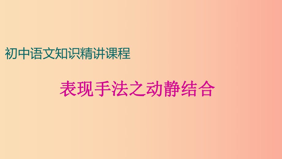 中考語文一輪復習 記敘文閱讀知識考點精講 表現(xiàn)方法之動靜結(jié)合課件.ppt_第1頁